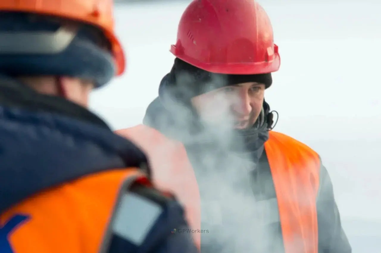 employé qui travail dans le froid et qui porte des EPI spécialement pour le froid