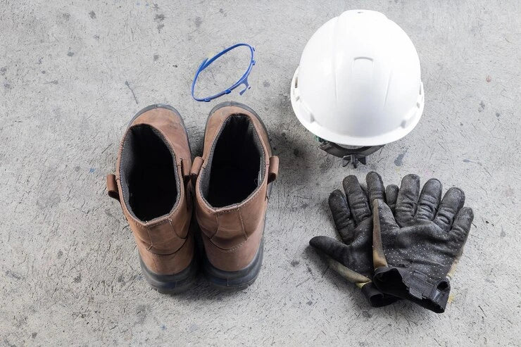 équipement chaussure de sécurité casque et gants de protection