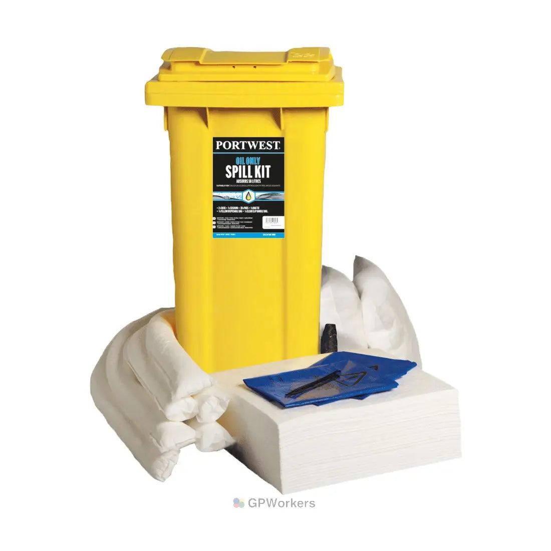 KIT ABSORBANTS 120 LITRES POUR HYDROCARBURES UNIQUEMENT
