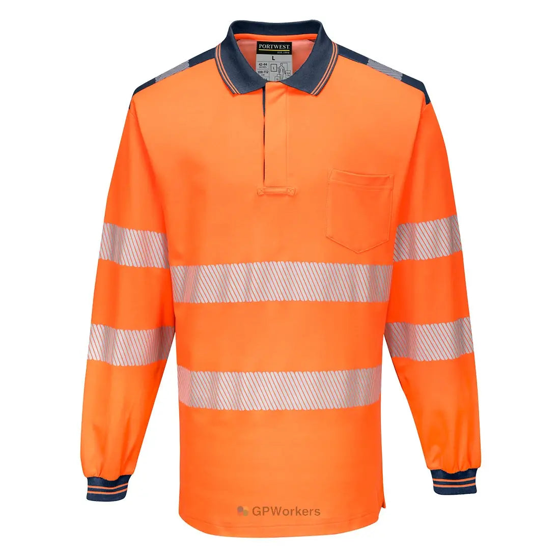 PW3 POLO HAUTE VISIBILITÉ ML PORTWEST