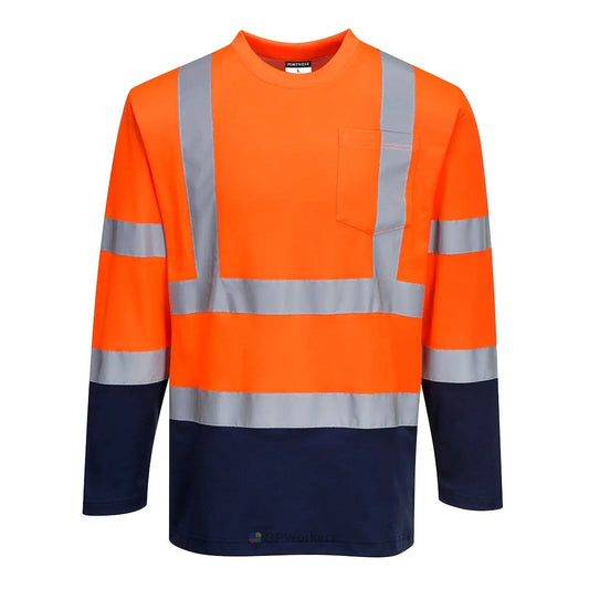 T-SHIRT COTON COMFORT BICOLORE MANCHES LONGUES PORTWEST