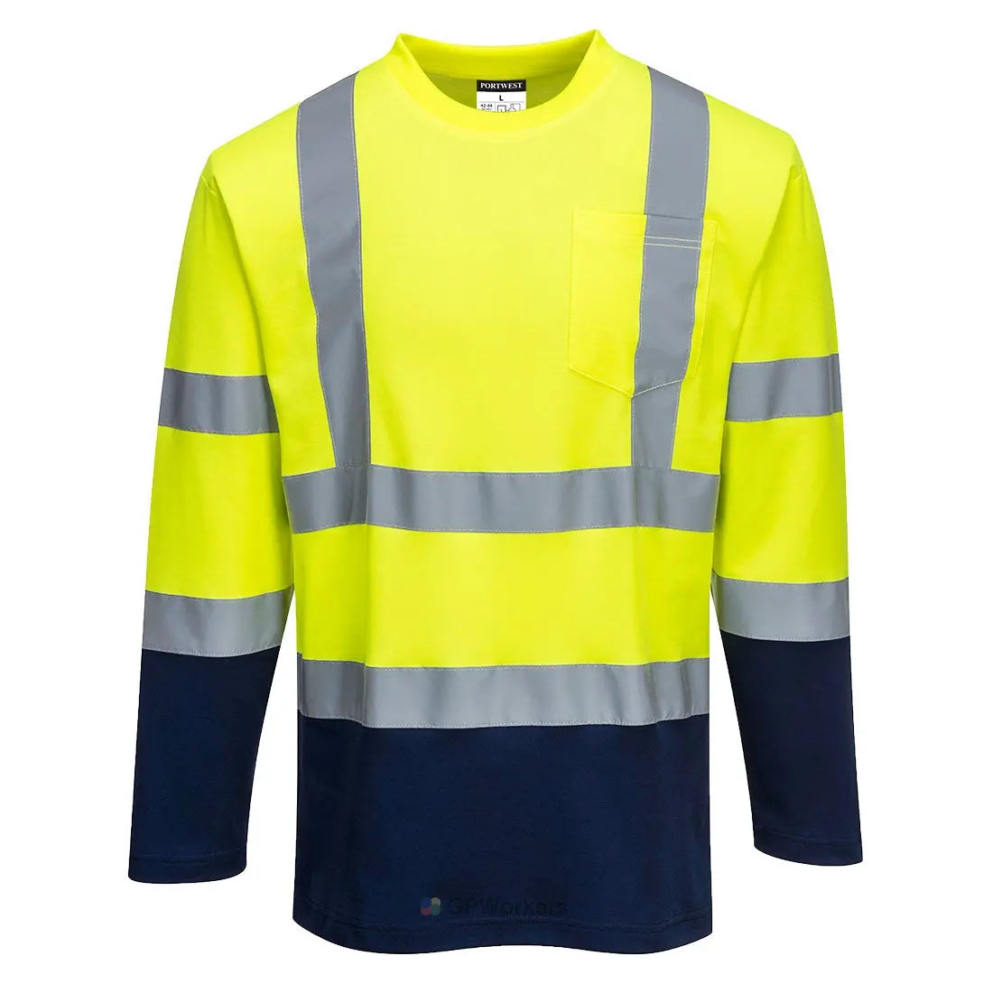 T-SHIRT COTON COMFORT BICOLORE MANCHES LONGUES PORTWEST